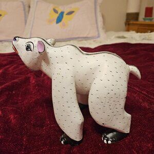 VINTAGE 1970 COPAL WOOD CARVING POLAR BEAR MEXICAN COLLECTIBLE